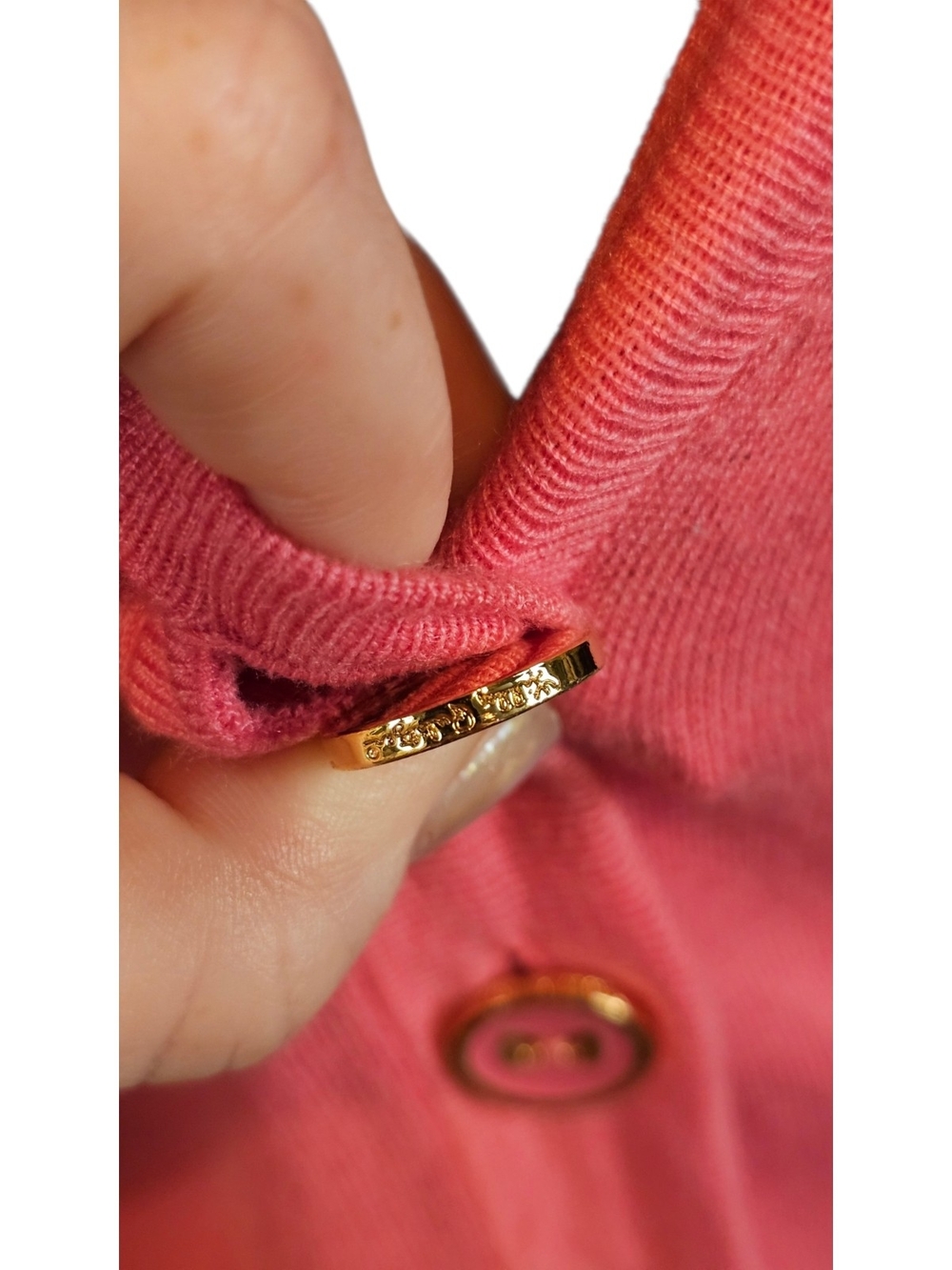 Lilly Pulitzer Coral Pink Lightweight Button Front Cardigan Large - Picture 4 of 7